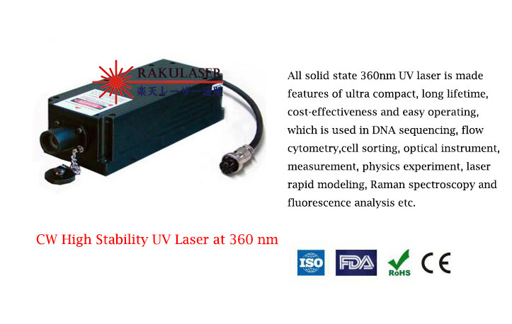 超小型 360nm CW 紫外線高安定性の レーザの 1~100mW